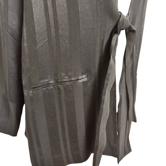 Soft Surroundings Black Satin Tie Front Jacket Cardigan Vertical Stripes Small - Picture 3 of 6